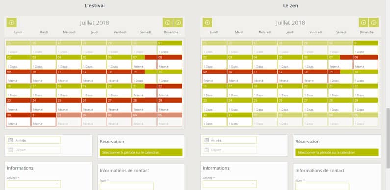 Screenshots du système de réservations